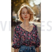 BAUMWOLLE VOILE DIGITAL BLUMEN GEBROCHEN WEISS (thumbnail) #7