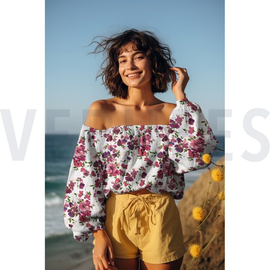 LENZING™ ECOVERO™ DIGITAL FLOWERS BLACK #7