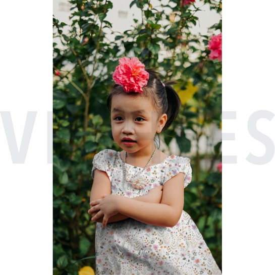 DOUBLE GAUZE DIGITAL SMALL FLOWERS WHITE #7