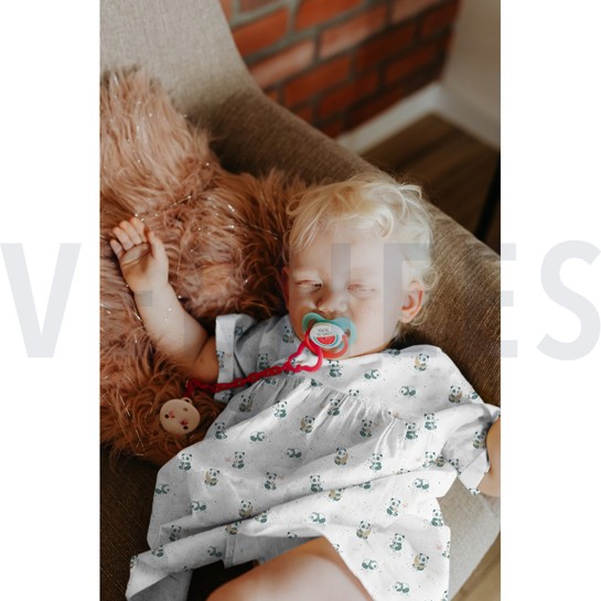 DOUBLE GAZE DE COTON PANDAS BLANC #7