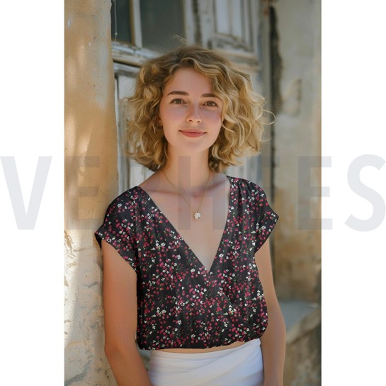 LENZING™ ECOVERO™ DIGITAL FLOWERS BLACK #7