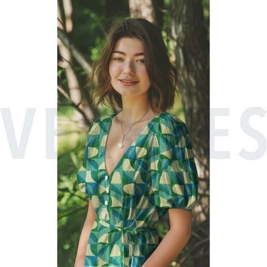 LENZING™ ECOVERO™ DIGITAL ABSTRACT GREEN #7