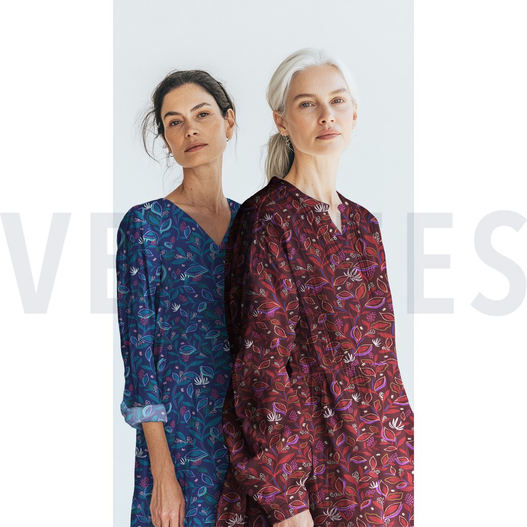 FINE POPLIN DIGITAL LEAVES BURGUNDY #7