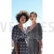 FINE POPLIN DIGITAL FLOWERS NAVY (thumbnail) #7