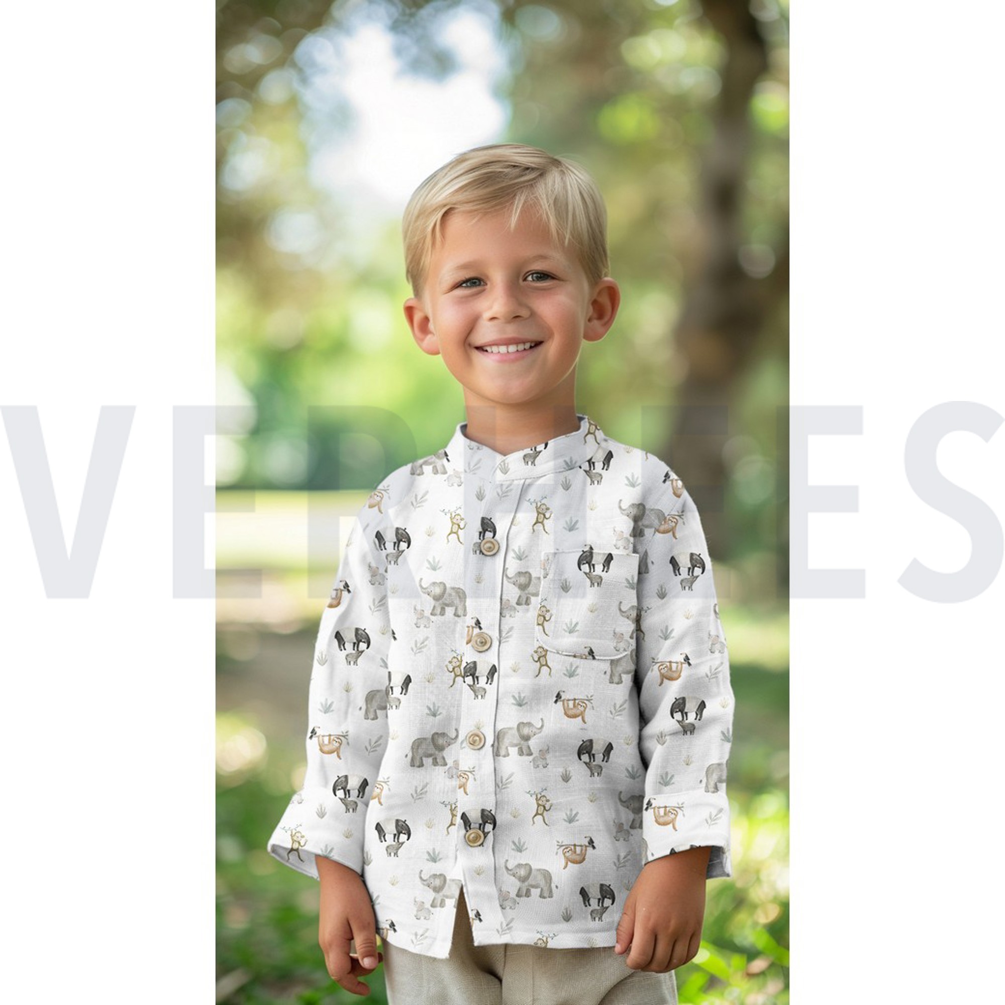 POPELINE DE COTON DIGITAL ANIMAUX SAFARI BLANC CASSÉ (high resolution) #7