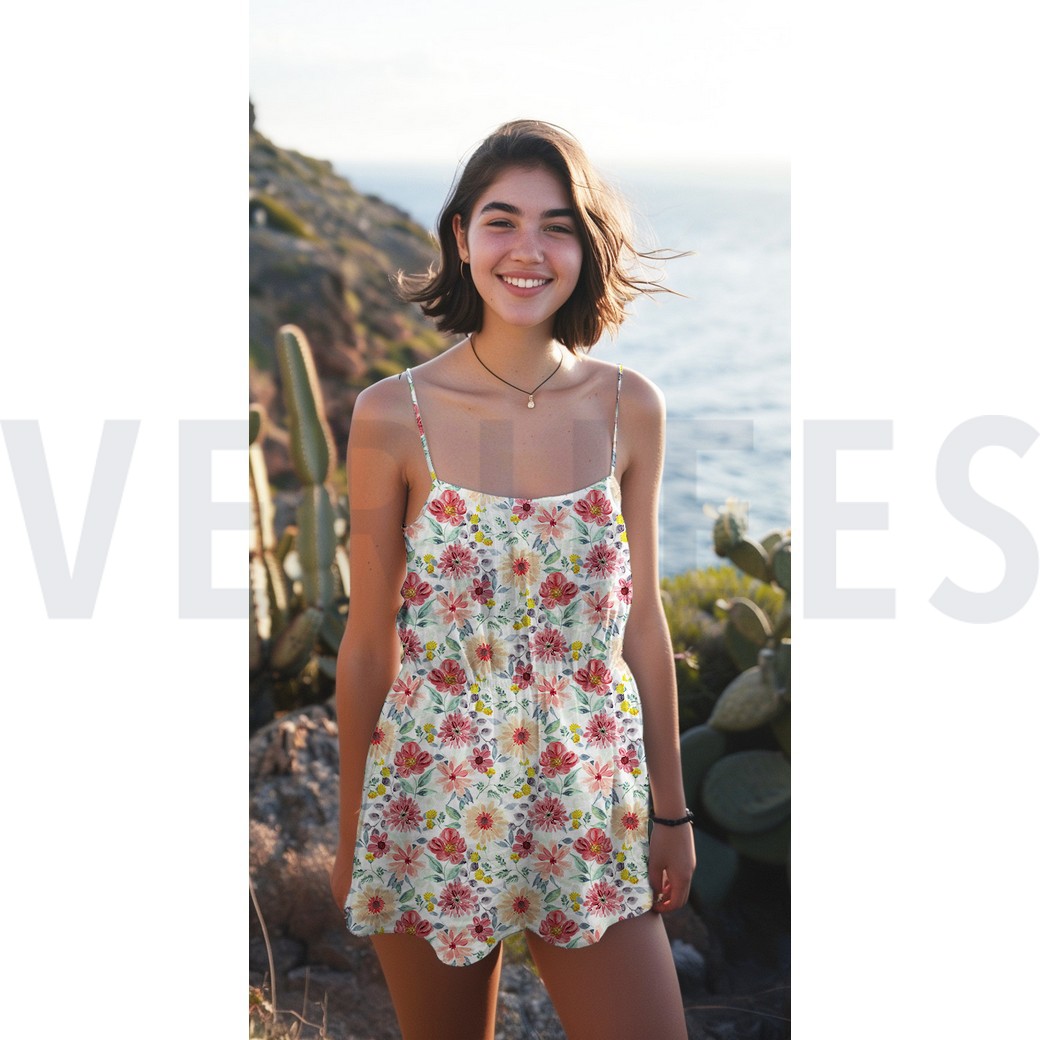 FINE POPLIN DIGITAL FLOWERS MAUVE #7