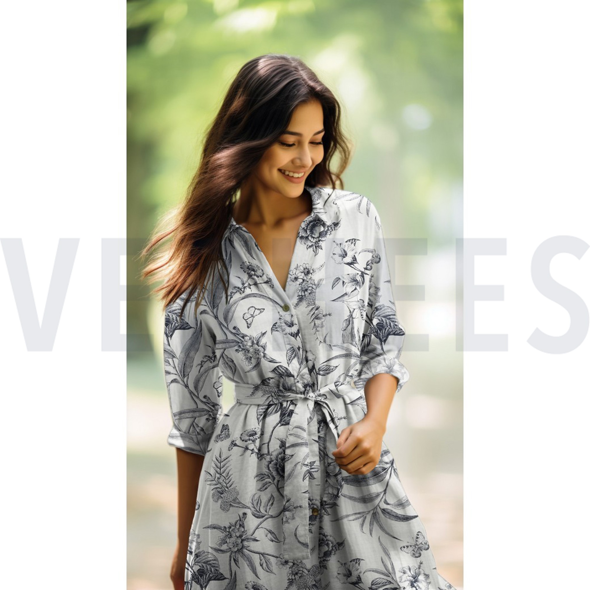 LINNEN VISCOSE BLOEMEN MARINEBLAUW (high resolution) #7