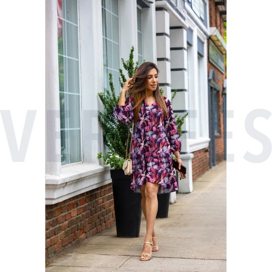 VISCOSE RADIANCE DIGITAL FLEURS VIOLET #7