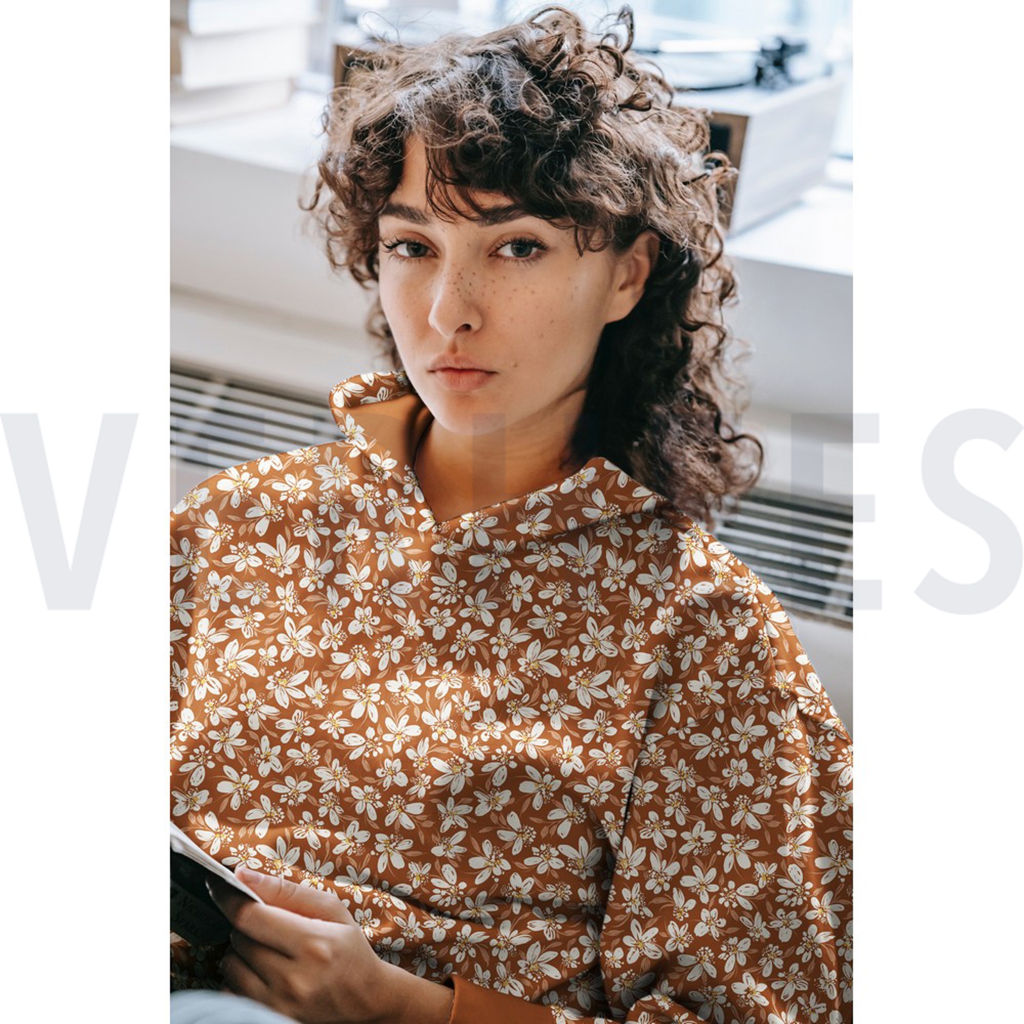 FRENCH TERRY FLEURS NOISETTE (high resolution) #7