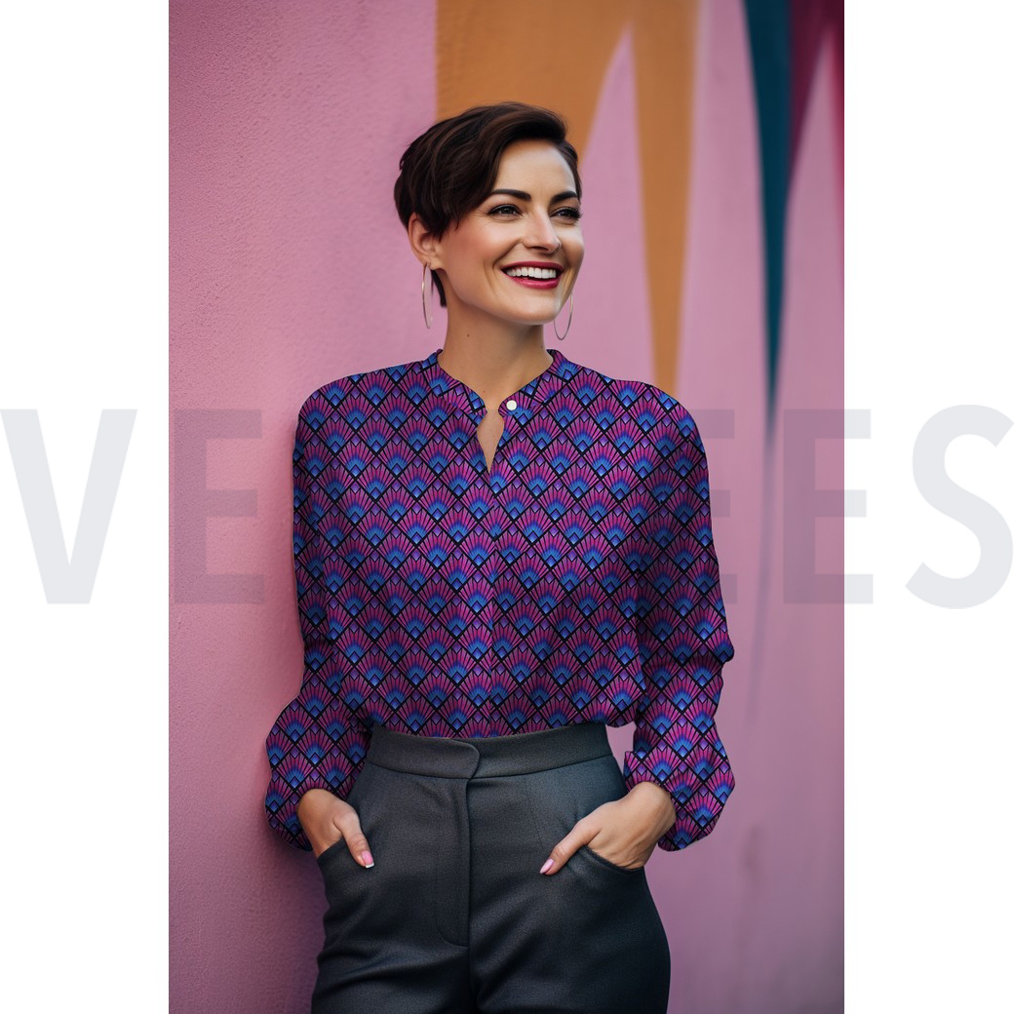 VISCOSE RADIANCE DIGITAL GRAPHIQUE BLEU MARINE (high resolution) #7