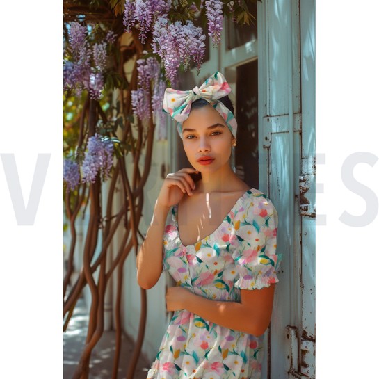 VISCOSE RADIANCE DIGITAAL BLOEMEN LICHTROZE #7