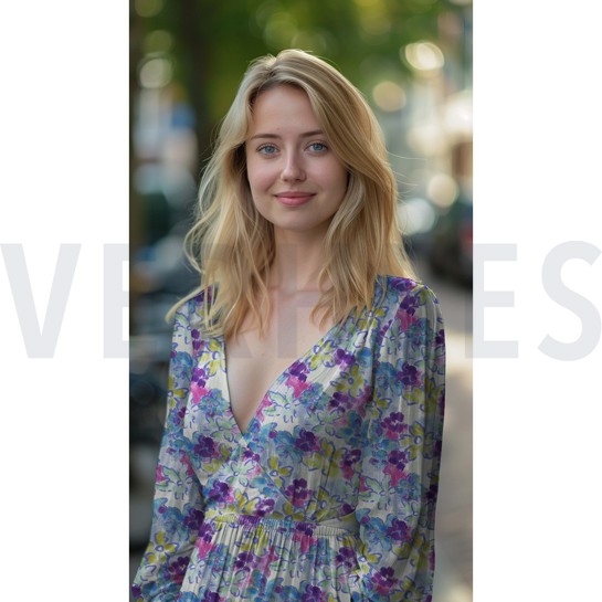 VISCOSE RADIANCE DIGITAL FLEURS BLEU #7