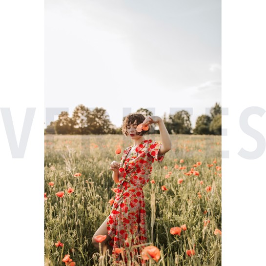 VISCOSE RADIANCE DIGITAAL BLOEMEN ROOD #7