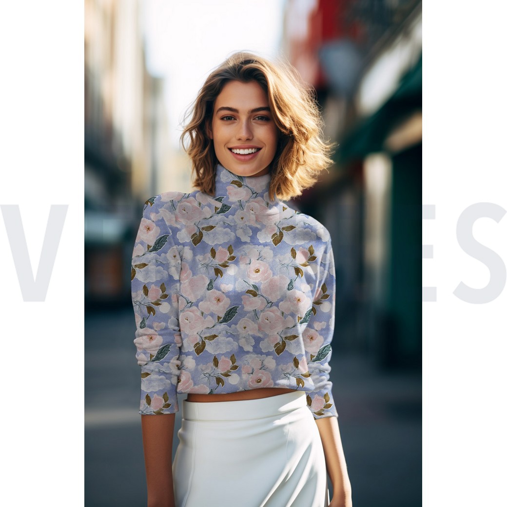 VISKOSE JERSEY DIGITAL BLUMEN HELLBLAU #7