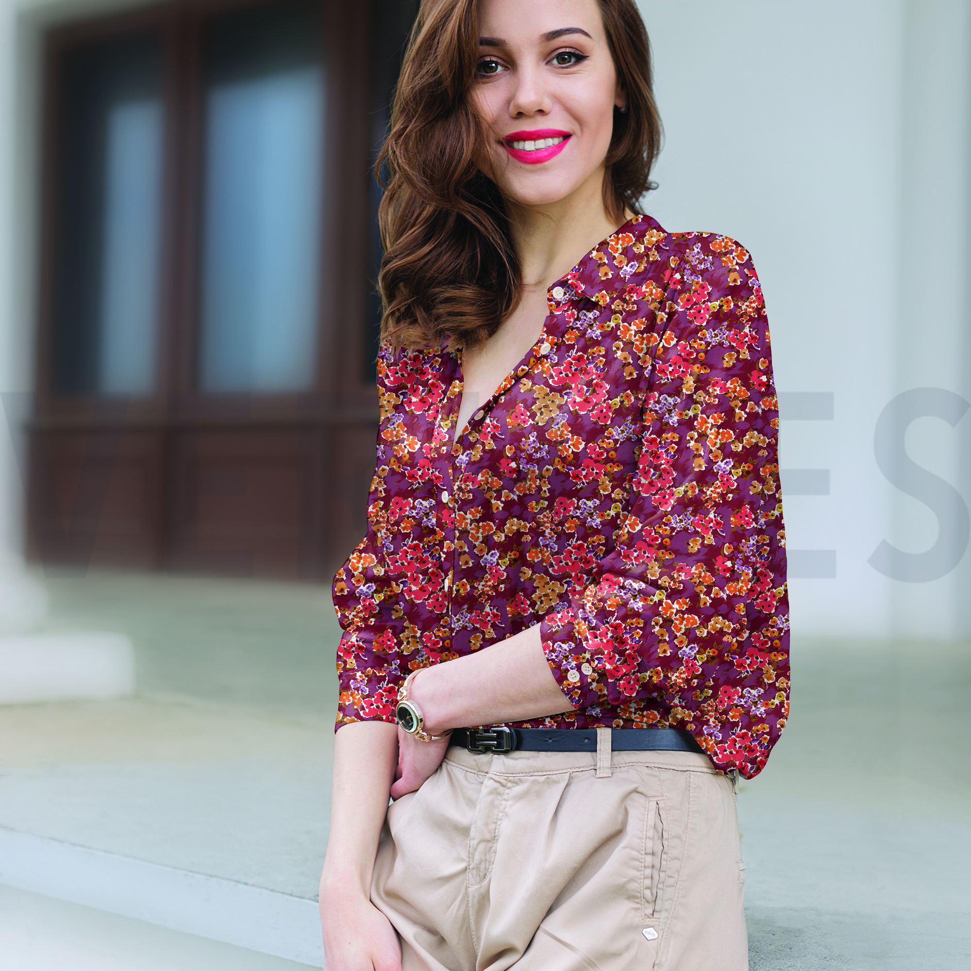 VISCOSE LUREX DIGITAL SMALL FLOWERS RUST (high resolution) #7