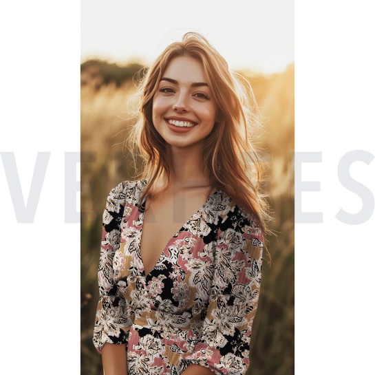 VISCOSE SATIN DIGITAL FLOWERS BLACK #7