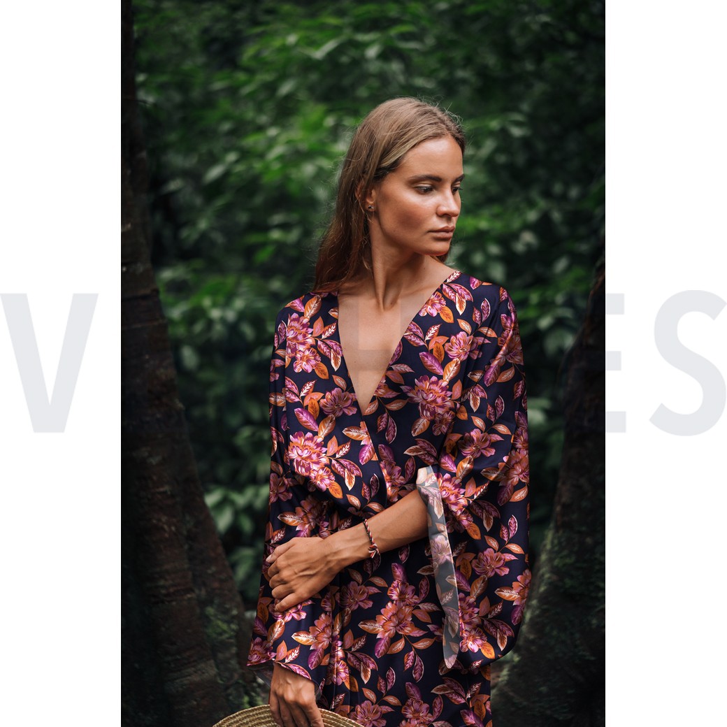VISKOSE STRETCH BLUMEN BRAUN #7