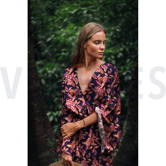 VISCOSE STRETCH FLOWERS NAVY #7