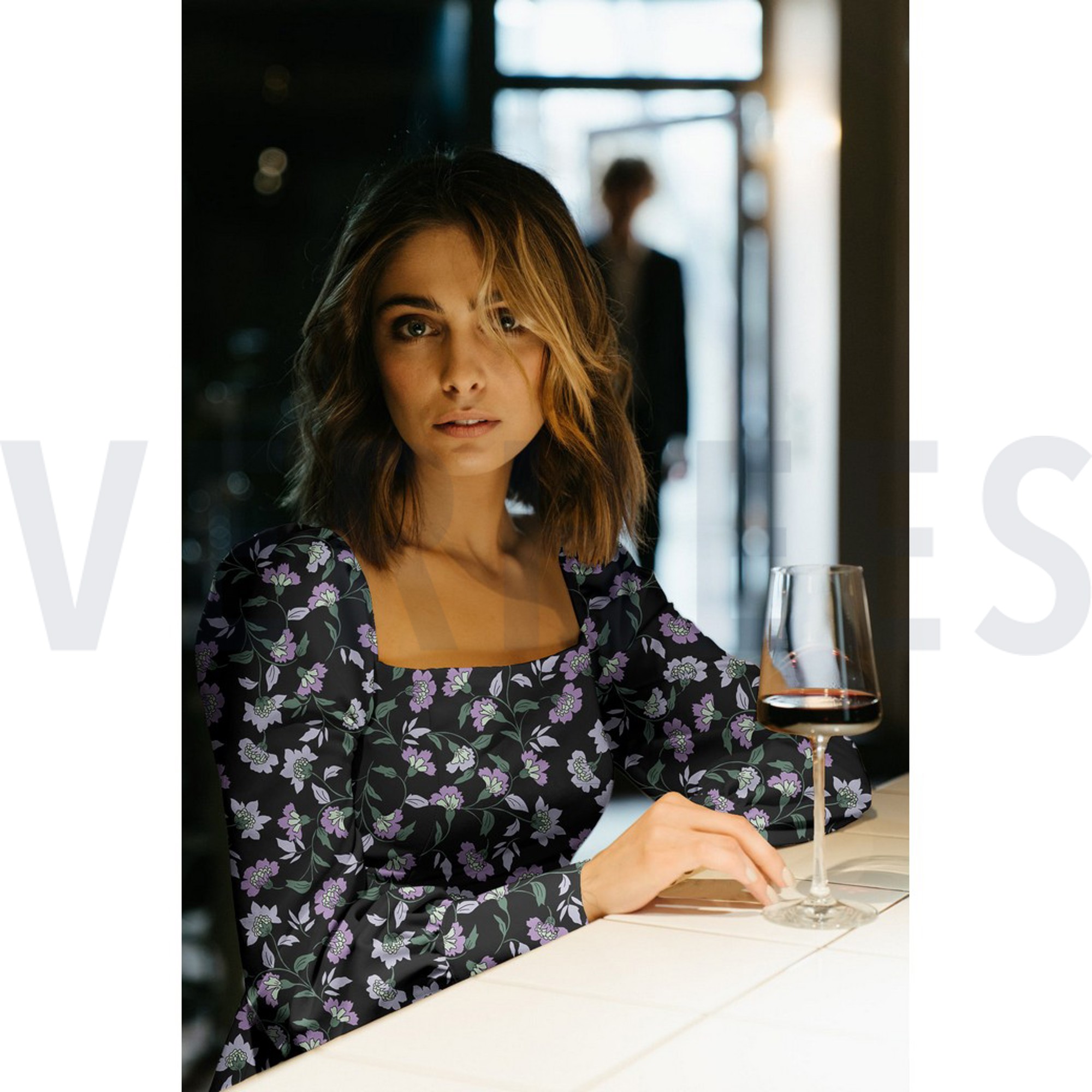 VISCOSE ROSELLA STRETCH FLOWERS BURGUNDY (high resolution) #7