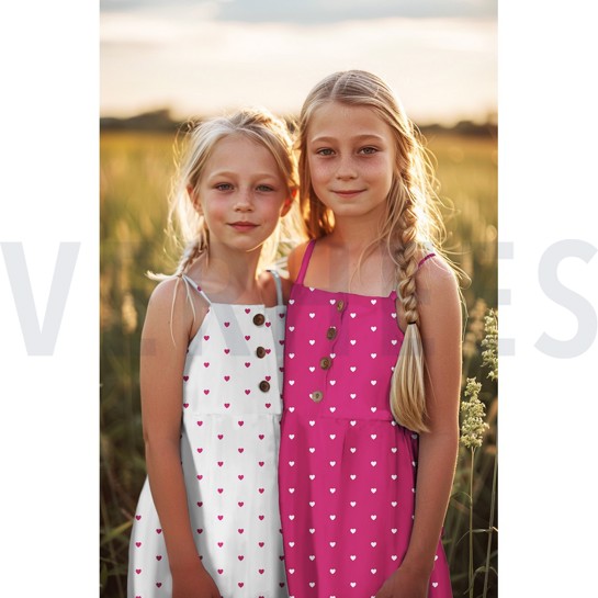 FINE POPLIN HEARTS BLACK/WHITE #7