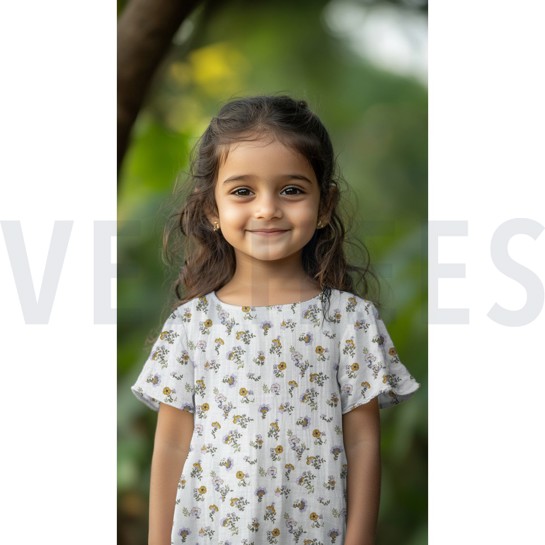 DOUBLE GAUZE GOTS BLOEMEN WIT #7