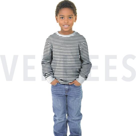 FRENCH TERRY GARENGEVERFD STREPEN ÉCRU/DONKERBLAUW #7