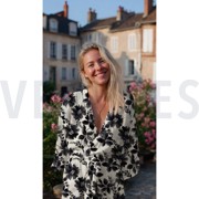 COTTON VISCOSE DIGITAL FLOWERS BLACK (thumbnail) #7