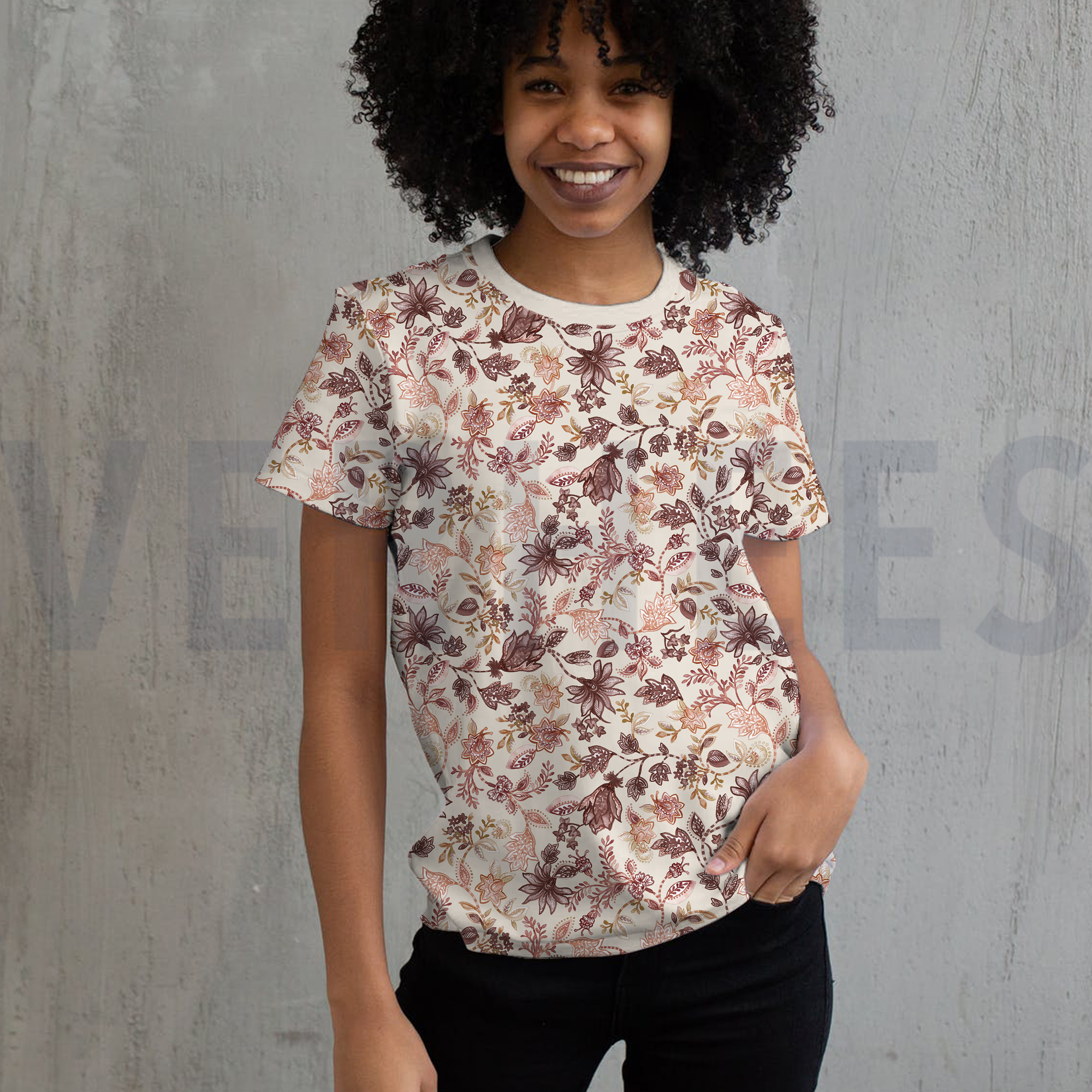 LINNEN JERSEY DIGITAAL BLOEMEN MARINEBLAUW (high resolution) #7