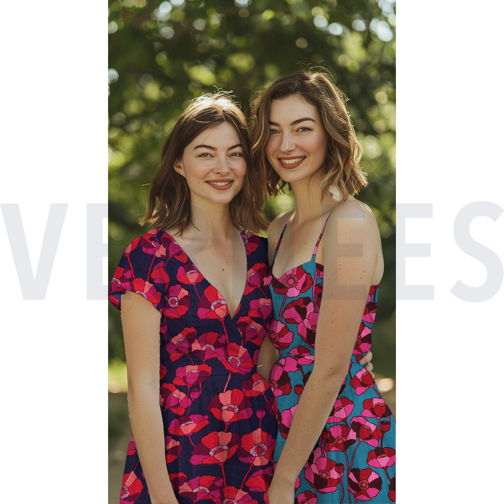 COTTON VISCOSE FLOWERS NAVY #7