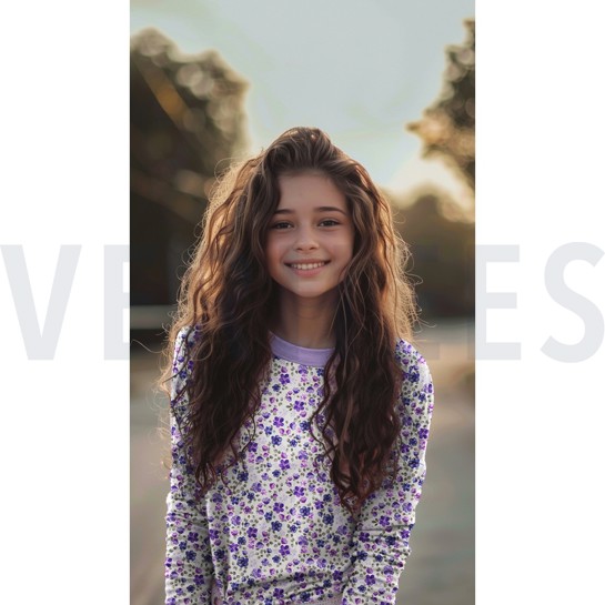 JERSEY GOTS DIGITAL BLUMEN MARINEBLAU/LILA #7