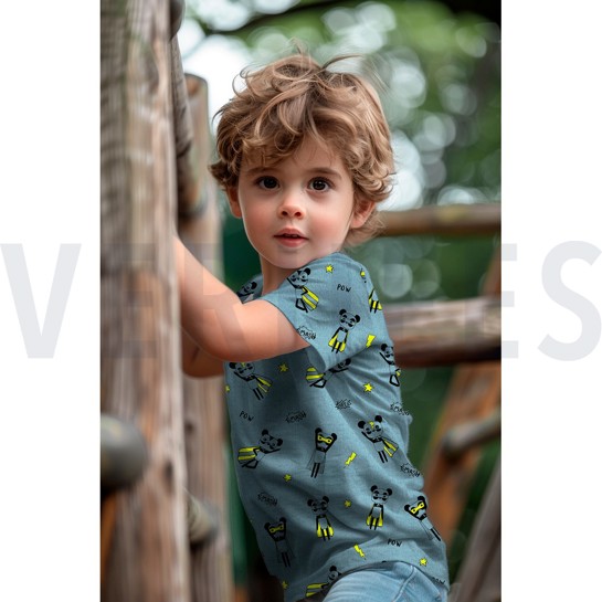 JERSEY MÉLANGE NEON SUPER HÉROS BLEU FUMÉE #7