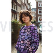 FRENCH TERRY DIGITAL FLOWERS NAVY (thumbnail) #7