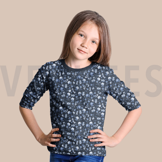 JERSEY DIGITAL FLOWERS WHITE/MAUVE #7