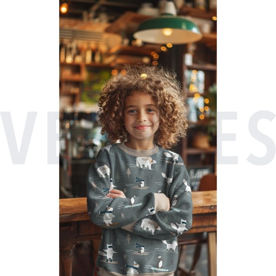 FRENCH TERRY DIGITAL WINTER ANIMALS SAGE #7