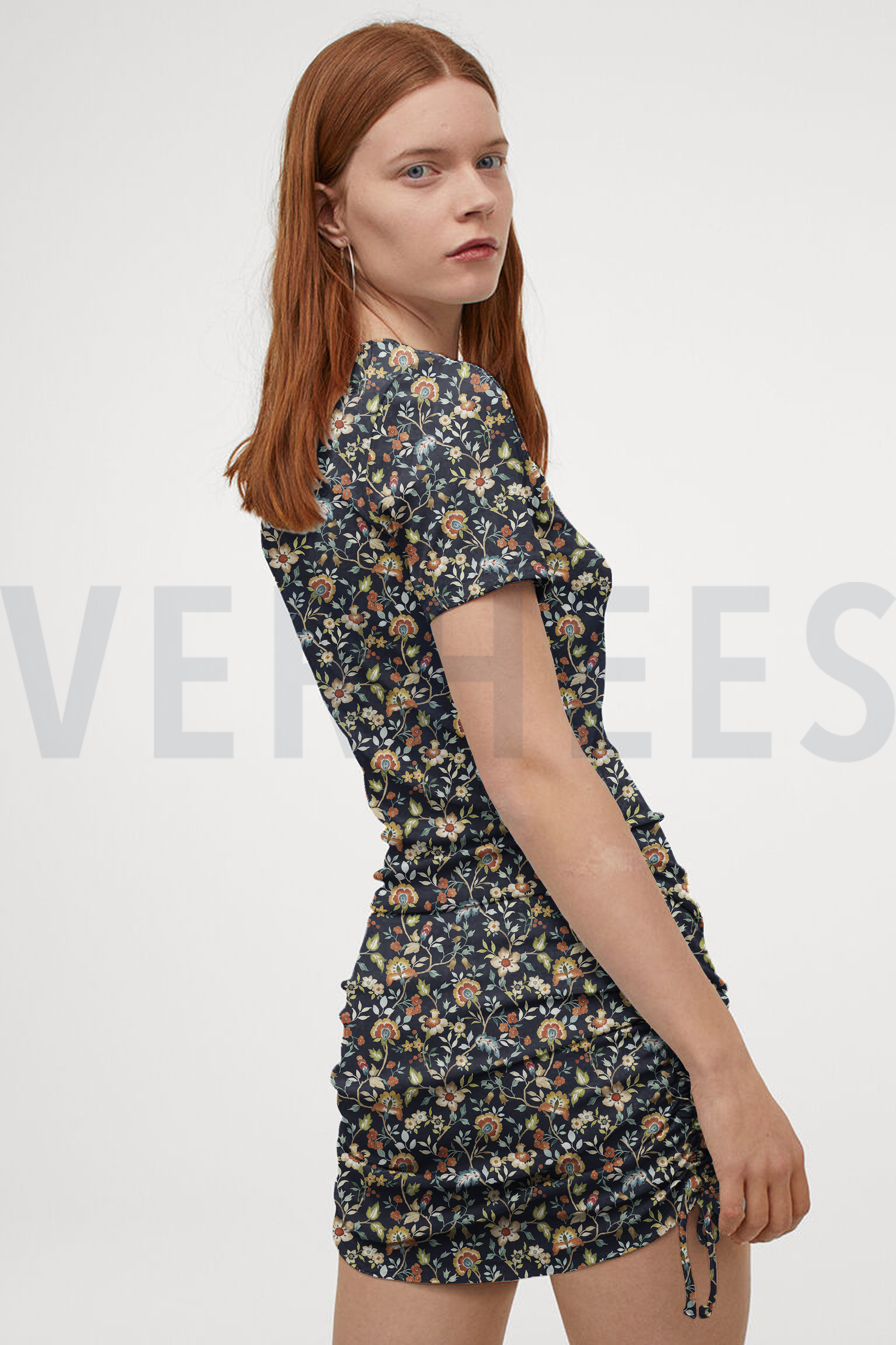 RIB JERSEY DIGITAAL BLOEMEN MARINEBLAUW #7