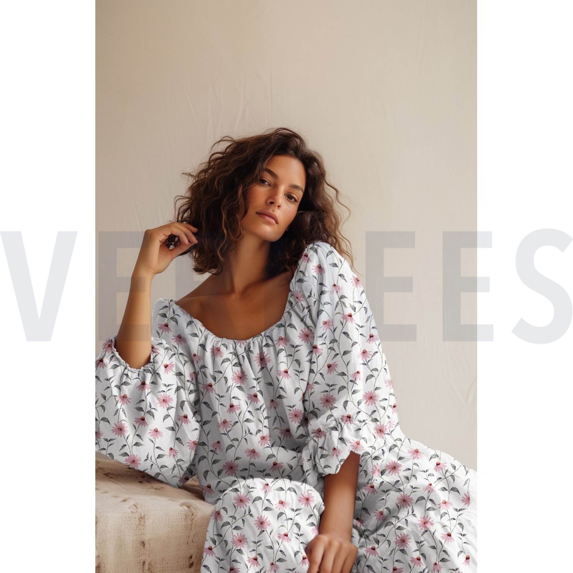 DOUBLE GAUZE GOTS DIGITAAL BLOEMEN WIT (high resolution) #7