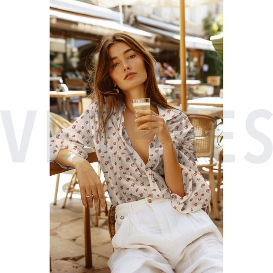 DOUBLE GAZE DE COTON DOBBY FLEURS BLANC #7