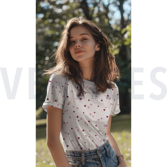 JERSEY GOTS NATUREL CŒURS NATUREL/FUCHSIA #7