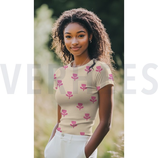 RIPPJERSEY GOTS NATURAL BLUMEN NATUR/FUCHSIA #7