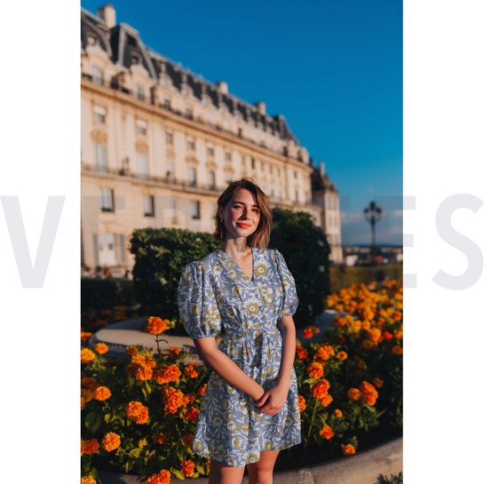 HANDCRAFTED BLOCK-PRINTED COTTON FLOWERS GREEN #7