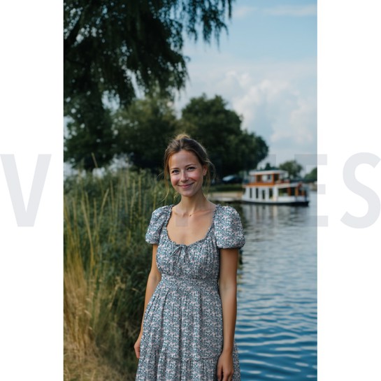 HANDCRAFTED BLOCK-PRINTED COTTON FLOWERS PETROL #7