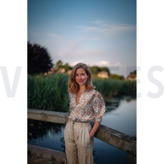 COTON IMPRIMÉ BLOCK FAIT MAIN FLEURS TERRACOTTA #7