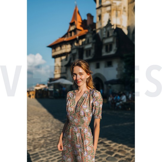 HANDCRAFTED BLOCK-PRINTED COTTON FLOWERS OCHRE #7