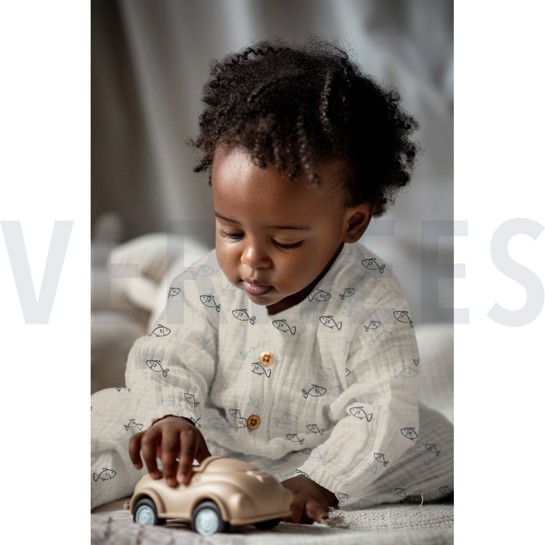 DOUBLE GAUZE GOTS NATURAL FISH NATURAL #7