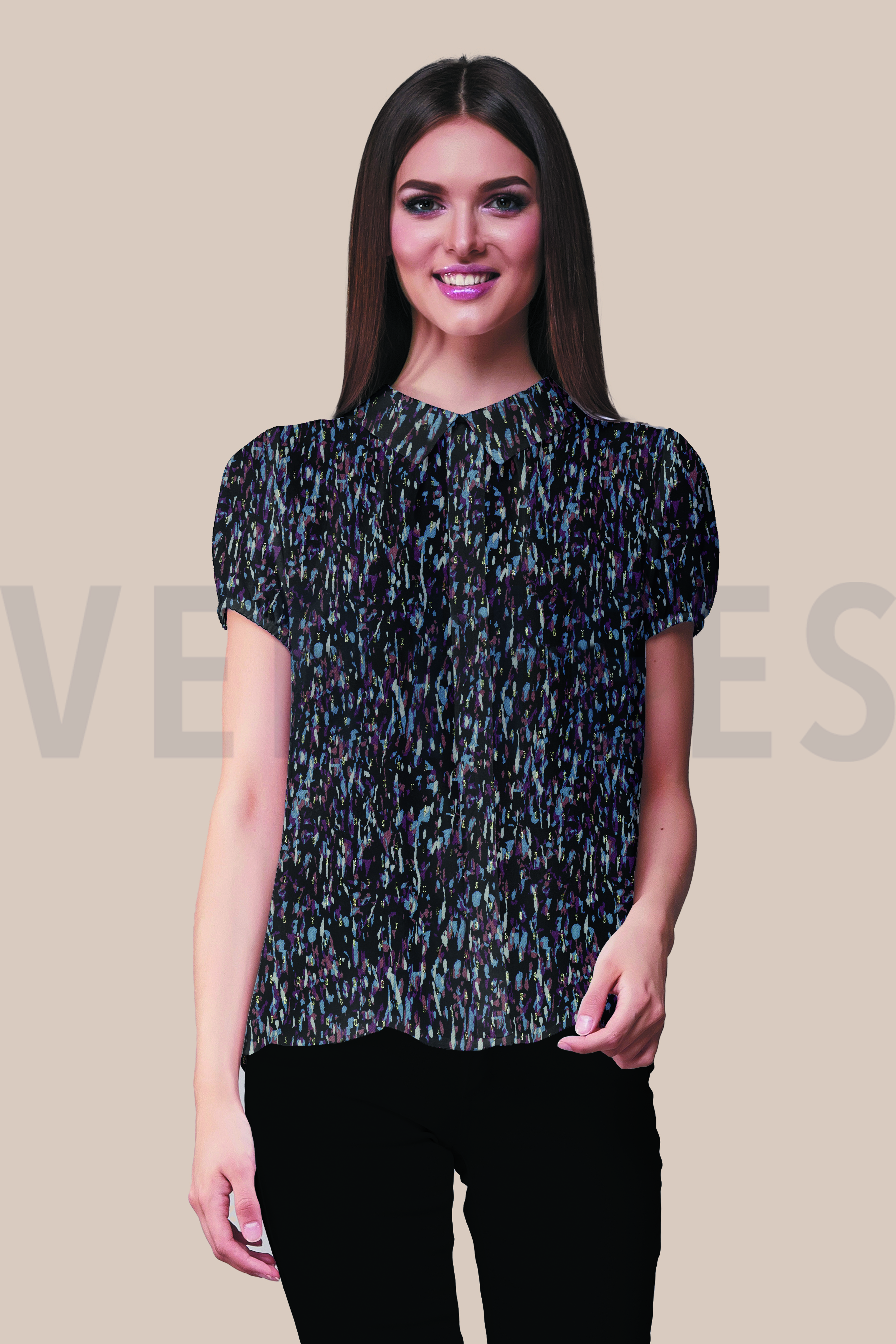 VISKOSE LUREX ABSTRACT MARINEBLAU #7