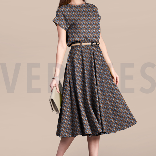 VISCOSE ROSELLA STRETCH ABSTRACT BRICK #7