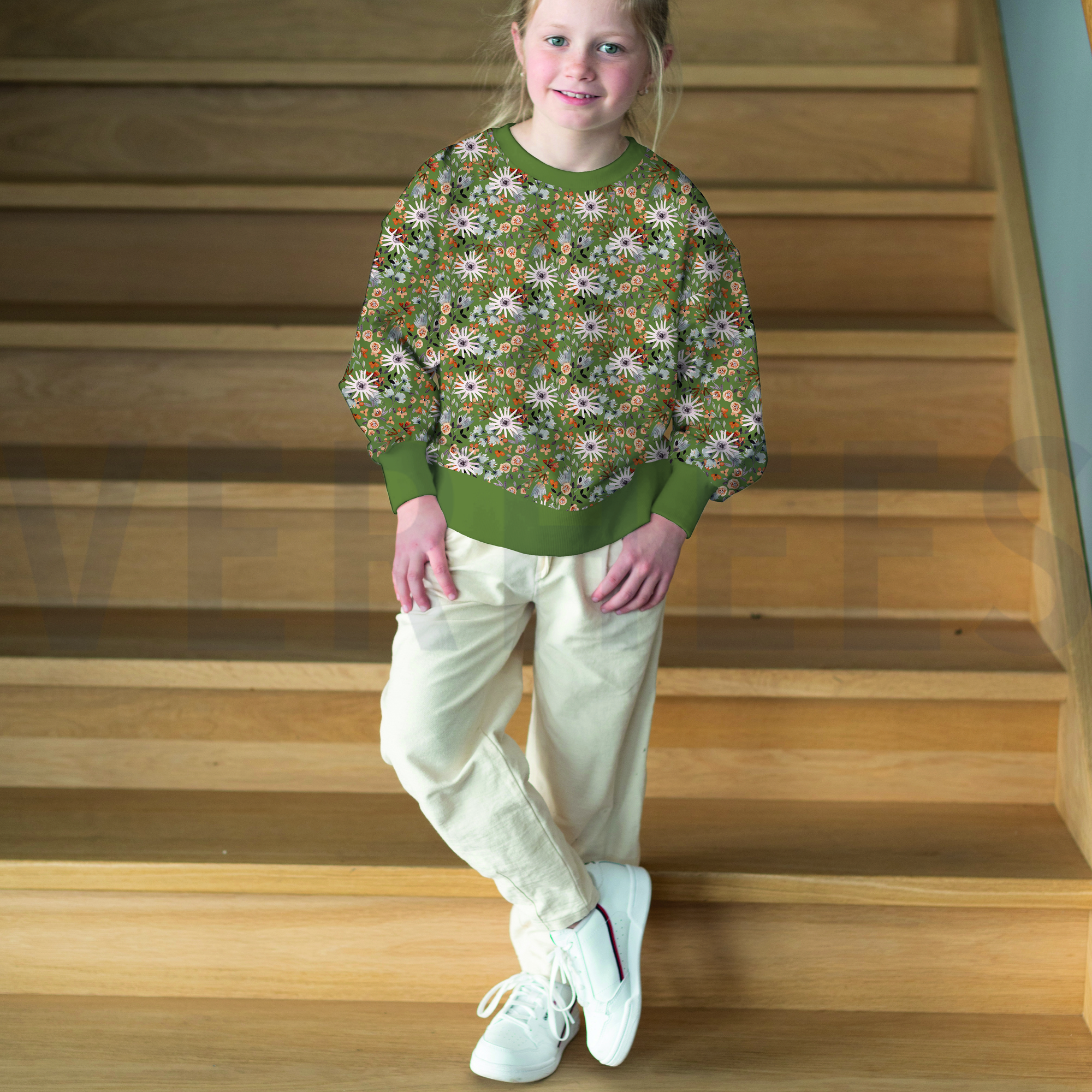 SWEAT DIGITAL FLEURS VERT FORÊT (high resolution) #7