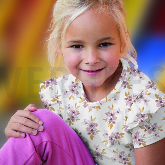 JERSEY DIGITAL FLOWERS AND LEAVES WHITE/LAVENDER #7