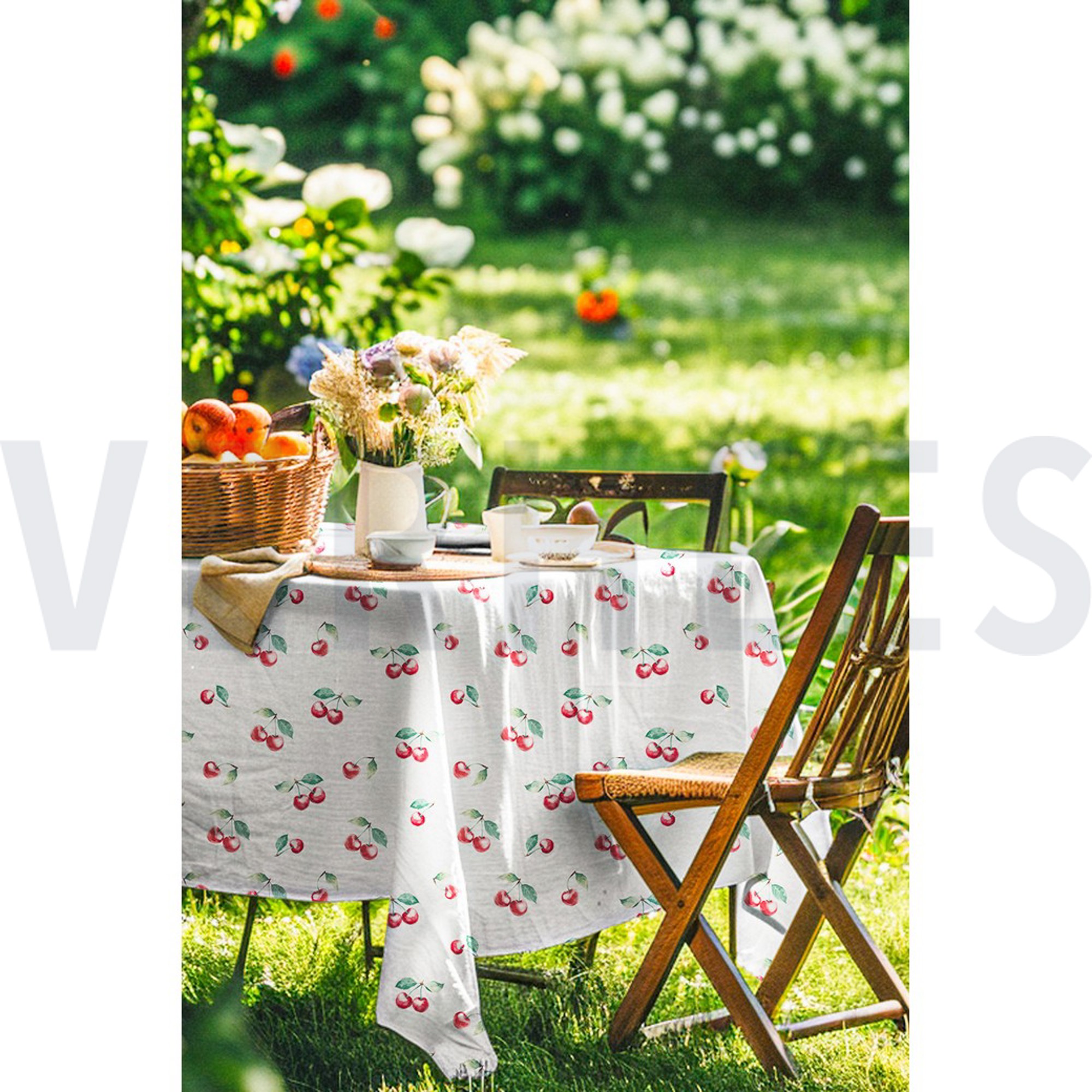 TABLECLOTH DIGITAL WATER REPELLENT CHERRIES WHITE (high resolution) #7
