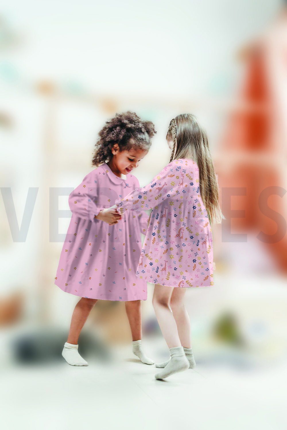 KATOENEN POPLIN GOTS GIRAFFE MET BLOEMEN ROSE #7